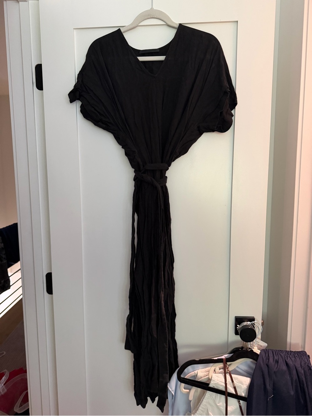 Jenni Kayne Black V-Neck Belted Maxi Caftan